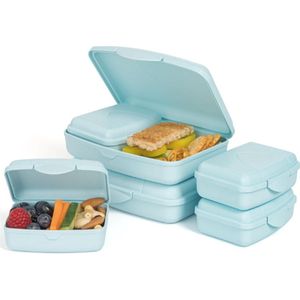 Broodtrommel Set 6 Stuks Limoengroen - Platte Lunchbox Met Vakken Voor Kinderen En Volwassenen - BPA-Vrij - Handige Brooddoos Voor School - Werk - Picknick