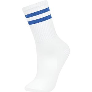 Trendy Socks | 3 Paar| Cadeau| Premium Sokken| Sokken Dames| Dubbele Circel| Sport Sokken| Wit-Blauw| Maat 36-41