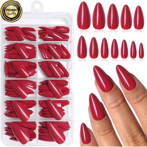 GUAPÀ® Plaknagels Nageltips Rood 120 stuks Almond Vorm | Valse nagels | Press On Nails | Zelfklevende Plaknagels | Nepnagels | Kunstnagels | Compleet plaknagels starterspakket | Nagels Wraps | Nageltips | 120 stuks Plaknagels Rood Amandel Tips