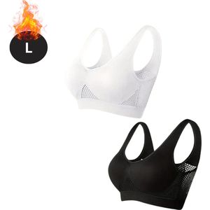 Bovista BH Set Zonder Beugel - Zonder Bandjes - Push-up Bh's - Comfort Beha - Comfortabel - Sterk - Dames - 2 Pack - Wit - Maat S