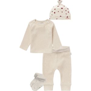 Noppies - Kledingset - Meisjes - 4 delig - Broek Naura - Shirt Natal - Muts Camas - 1 paar sokjes Oatmeal - Maat 68