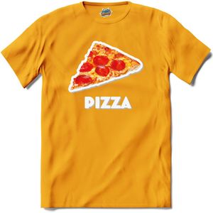 Pizza - grappig verjaardag kleding cadeau - eten teksten - T-Shirt - Heren - Geel - Maat 3XL