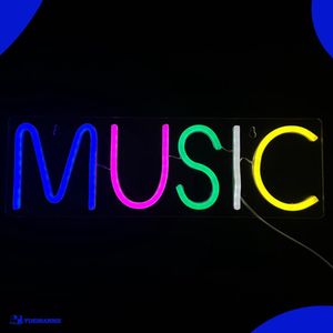 Neon Lamp - Music - Muziek - Incl. Ophanghaakjes - Neon Sign - Neon Verlichting - Neon Led Lamp - Wandlamp