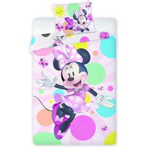 Disney Minnie Mouse Dekbedovertrek Happy - Eenpersoons - 140  x 200 cm - Katoen