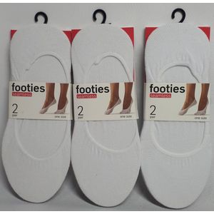 Footies - One Size - Sneakersokken -  Naadloos - Wit - Voordeel Set van 6 Paar