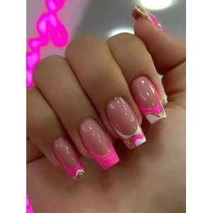 24 stuks gestreepte kunstnagels - plaknagels- nepnagels