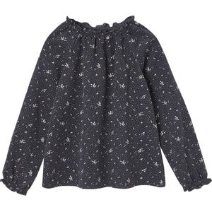 Blouse - Meisjes - Fluweel - Bloemetjes - Lange Mouwen