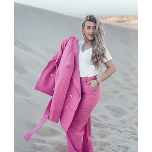 Celine tweedelig pak met ceintuur | Roze | S