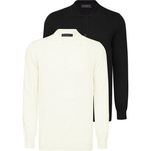 Felix Hardy Polokraag Trui Set - 2 Pack - Pullover Set Heren Ecru-Zwart - L