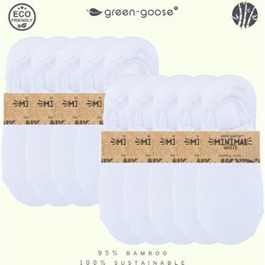 green-goose® Bamboe Footies Dames | Lange Footies | 10 Paar | Wit | Enkelsokken | Duurzaam Ademend Materiaal