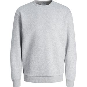 JACK & JONES Bradley sweat crew regular fit - heren sweatshirt katoenmengsel met O-hals - lichtgrijs melange - Maat: XS