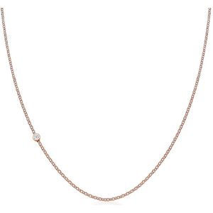 Elli PREMIUM Dames Halsketting Dames Basic Trend met Diamant (0,03 ct.) in 925 Sterling Zilvere roos