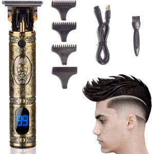 Baardtrimmer voor mannen, professionele tondeuse, snoerloze tondeuse voor mannen, oplaadbare knip- en verzorgingsset met LED-display