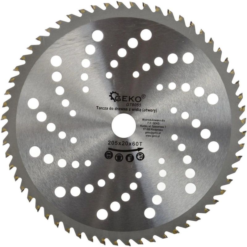 GEKO - TCT Cirkelzaagblad - 205 mm - 60T - Koelgaten