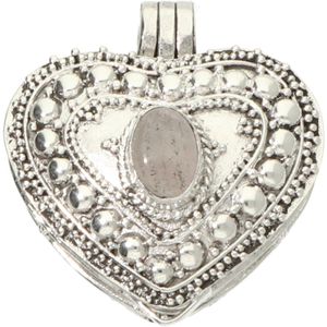 La Rosa Princesa Filigree Medaillon hart Zilver Met Rozenkwarts - edelsteen - liefde - geluk Cadeau