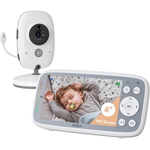 BOIFUN 720P babyfoon met camera en nachtzicht - geen wifi - ECO-modus - 4 inch IPS-scherm - tweerichtingsaudio - temperatuurbewaking