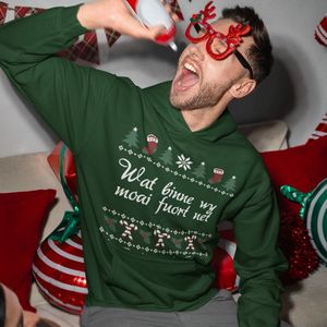 Friese Kerst Hoodie Groen Wat Binne Wy Moai Fuort Net - Maat XS - Uniseks Fit - Kerstkleding Voor Dames & Heren