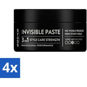 SYOSS - Invisible Paste 100 ml - Haarpaste - Langdurige Styling - 100ml - Voordeelverpakking - 4 stuks