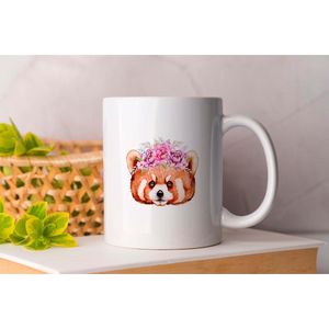 Mok Floral Red Panda - Cute - Gift - Cadeau - Adorable - CutiePie - Sweet - Lovely - Pretty - Schattig - Lief - Mooi - Snoezig