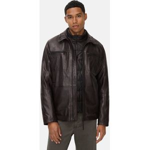 camel active Leren jas met gewatteerde voering - Maat menswear-50 - Donkerbruin