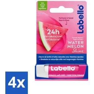 Labello - Watermelon Shine - Lippenbalsem - Hydraterend & Glanzend - 5.5 ml - Voordeelverpakking - 4 stuks