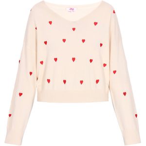 MYMO - Comfy - Gebreide Trui - Knalrood - V-hals - Lange Mouw