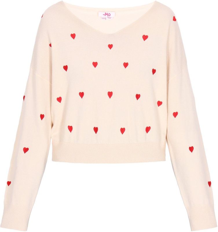 MYMO - Comfy - Gebreide Trui - Knalrood - V-hals - Lange Mouw