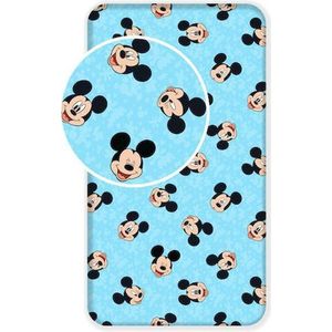 Disney Mickey Mouse Hoeslaken Faces - Eenpersoons - 90 x 200 cm - Katoen