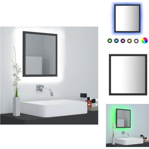 vidaXL Wandspiegel LED Verlichting - 40 x 8.5 x 37 cm - Grijs - Badkamerkast