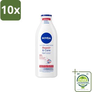 10 x Nivea - Repair & Care Bodylotion - 72 uur Hydratatie - Voor Zeer Droge Huid - 400 ml - Grootverpakking - Lichaamslotion - Droge Huid - Zeer Droge Huid - Hydraterende Lotion - NIVEA
