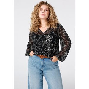 MS Mode Blouse Blouse met print en drawstring mouwen