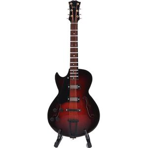 Miniatuur houten bureau display gitaarmodel - handgemaakt muzikaal ornament met standaard - woondecoratie en geschenkideeën .