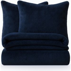 Decoware® teddy fleece dekbedovertrek - Navy - 1-persoons - 140x220 + 1st 60x70cm