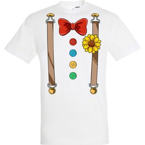 T-shirt kinderen Bretels Kostuum | Carnaval | Carnavalskleding Kinderen Baby | Wit | maat 68