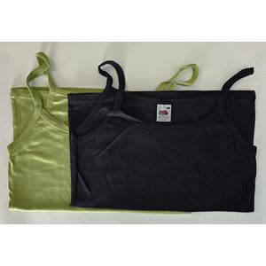 2 pack Fruit of the Loom - Lady-Fit - Spaghettitops – Groen en Zwart – Maat XL