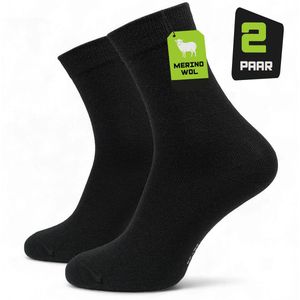 Casual merino wol sokken zwart - Dames - Maat 35-38 - 2 paar - 40% hoogwaardige merinowol - Extra zacht - Ademend vermogen - Wollen sokken - Temperatuurregulerend - Anti-afzakband