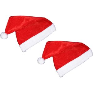 2x Kerstmuts - Rood/Wit - Volwassenen/Kinderen - One size - Kerstaccessoires - Verkleedkleding - Klassieke kerstmuts - 2 stuks.