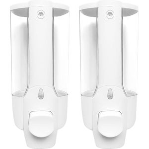 Zeepdispenser 350 ml Wandmontage Handmatige zeepdispenser Shampoo Lotion Douchedispenser voor thuis Badkamer Keuken Hotels Restaurants (2-pack, wit)