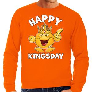 Bellatio Decorations Koningsdag sweater voor heren - happy kingsday - oranje - feestkleding XL