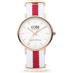 CO88 Collection 8CW-10028 - Horloge - nato nylon - wit/rood - 36 mm