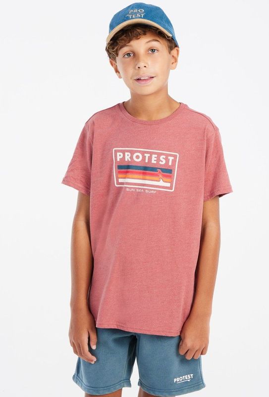 Protest Prtmarius Jr – T shirt Jongens – Korte mouwen – Ronde hals – Brick Red