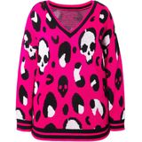 Angel of Style Angel of Style - Dames - Trui Boxy Fit doodshoofdmotief - Hibiscusrood - Maat 42+