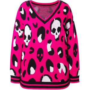 Angel of Style Angel of Style - Dames - Trui Boxy Fit doodshoofdmotief - Hibiscusrood - Maat 42+