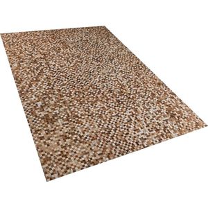 TORUL - Patchwork vloerkleed - Bruin - 140 x 200 cm - Koeienhuid leer