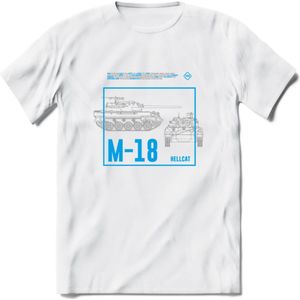 M18 Hellcat leger T-Shirt | Unisex Army Tank Kleding | Dames / Heren Tanks ww2 shirt | Blueprint | Grappig bouwpakket Cadeau - Wit - M