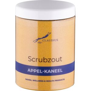 Scrubzout Appel-Kaneel in handige pot - 1250 gram - met witte deksel - Hydraterende Lichaamsscrub