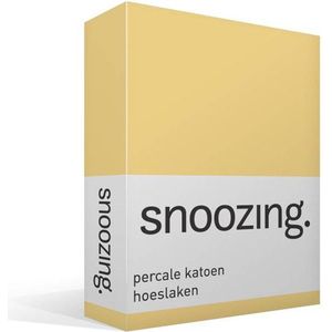 Snoozing - Hoeslaken  - Lits-jumeaux - 160x200 cm - Percale katoen - Geel