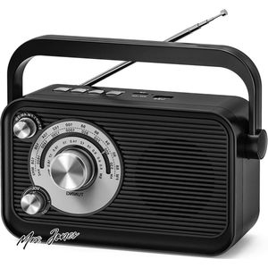 Mrs. Jones Premium Noodradio Draagbare Radio - Netstroom en Batterij - Transistor - FM AM SW - Bluetooth - Hoofdtelefoonaansluiting - Grote Luidspreker .