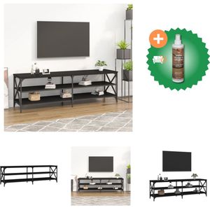 vidaXL Tv-meubel 160x40x50 cm bewerkt hout zwart - Kast - Inclusief Houtreiniger en verfrisser