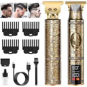 Baardtrimmer Professionele T-blade Tondeuse voor Heren - Scheerapparaat voor Gezichts- en Hoofdhaar - Contouren Haartrimmer met Geleidingskammen - Type C Opladen Baardtrimmer